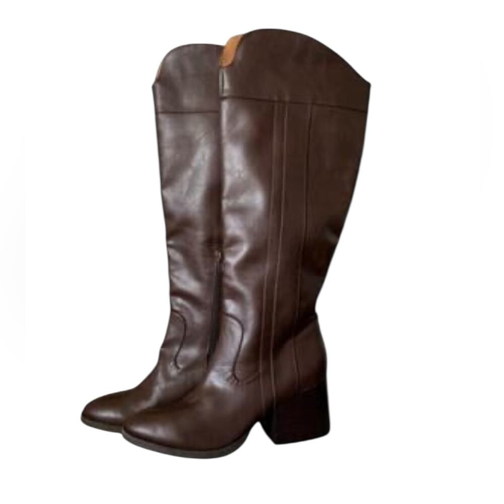 NWOT Kork-Ease Scarlet Western Vegan Leather Brown Wide Calf Boots – Sz 11M